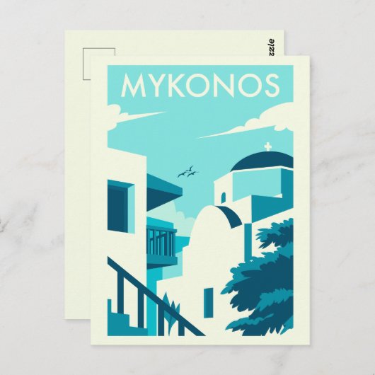 Grieks Egeïsch eiland Mykonos Poster Briefkaart (Voorkant / Achterkant)