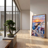 Grieks Eiland Dorp Canvas Wandkunst Poster