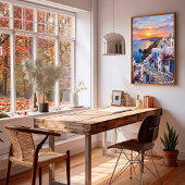 Grieks Eiland Dorp Canvas Wandkunst Poster