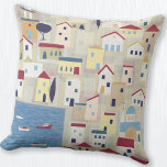 Grieks Eiland Gevist Dorpskunst Kussen<br><div class="desc">Moderne hedendaagse kunst geïnspireerd door een vissersdorp op het Griekse eiland Chalki. Originele kunst van Nic Squirrell.</div>