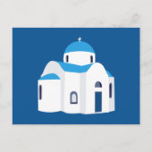 Grieks eiland Griekenland Blauwe Dome Kerk Feestdagenkaart (Voorkant)
