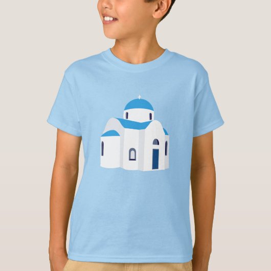Grieks eiland Griekenland Blauwe Dome Kerk T-shirt (Voorkant)