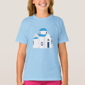 Grieks eiland Griekenland Blauwe Dome Kerk T-shirt (Voorkant)
