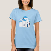 Grieks eiland Griekenland Blauwe Dome Kerk T-shirt (Voorkant)