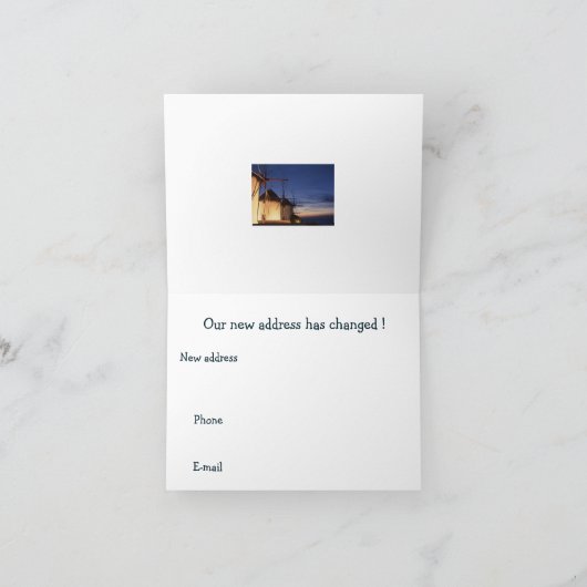 Grieks eiland nieuwe adreskaart aankondiging (Binnen)