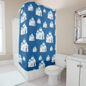 Grieks-eiland Santorini Blue Dome Church Douchegordijn (In situ)