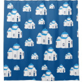 Grieks-eiland Santorini Blue Dome Church Douchegordijn (Voorkant)