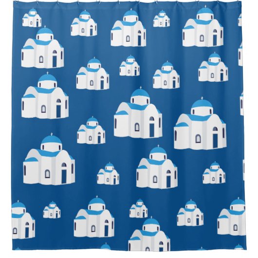 Grieks-eiland Santorini Blue Dome Church Douchegordijn (Voorkant)