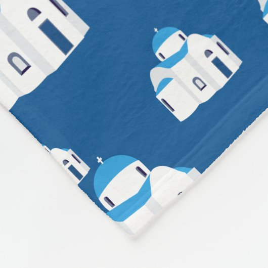 Grieks-eiland Santorini Blue Dome Church Fleece Deken (Hoek)