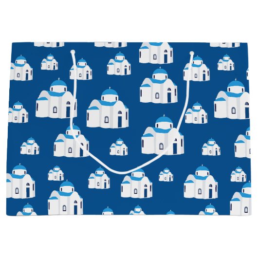 Grieks-eiland Santorini Blue Dome Church Groot Cadeauzakje (Voorkant)