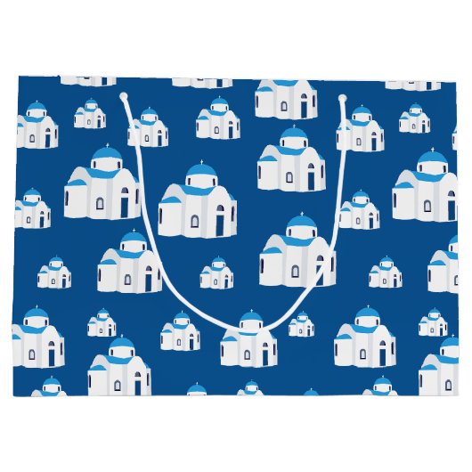 Grieks-eiland Santorini Blue Dome Church Groot Cadeauzakje (Achterkant)