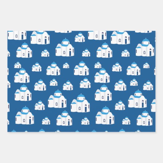 Grieks-eiland Santorini Blue Dome Church Inpakpapier Vel (Voorkant 3)