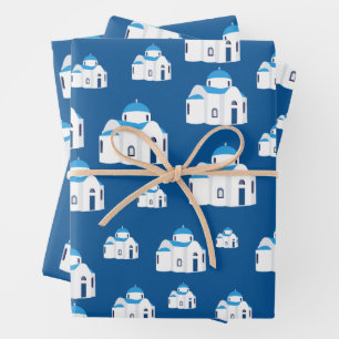 Grieks-eiland Santorini Blue Dome Church Inpakpapier Vel