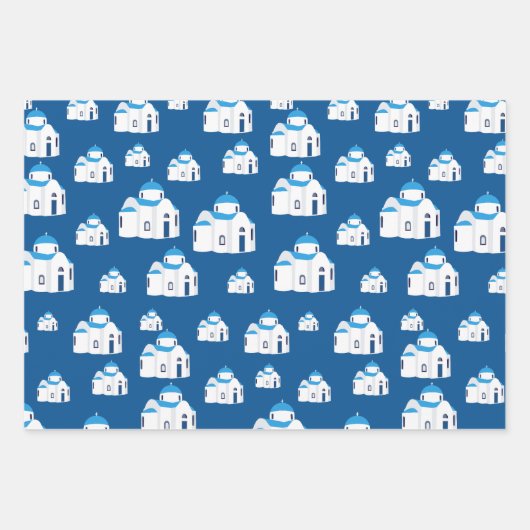 Grieks-eiland Santorini Blue Dome Church Inpakpapier Vel (Voorkant)