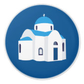 Grieks-eiland Santorini Blue Dome Church Keramische Knop (Voorkant)