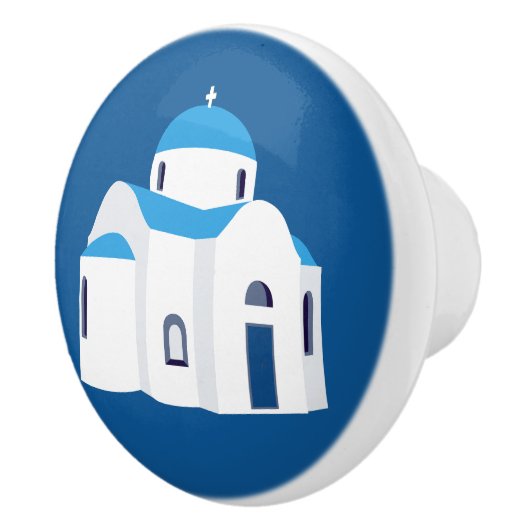 Grieks-eiland Santorini Blue Dome Church Keramische Knop (Rechts)