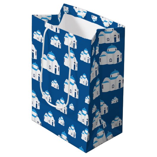 Grieks-eiland Santorini Blue Dome Church Medium Cadeauzakje (Voorkant Gekanteld)