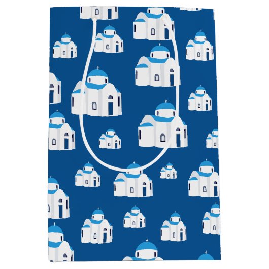 Grieks-eiland Santorini Blue Dome Church Medium Cadeauzakje (Voorkant)