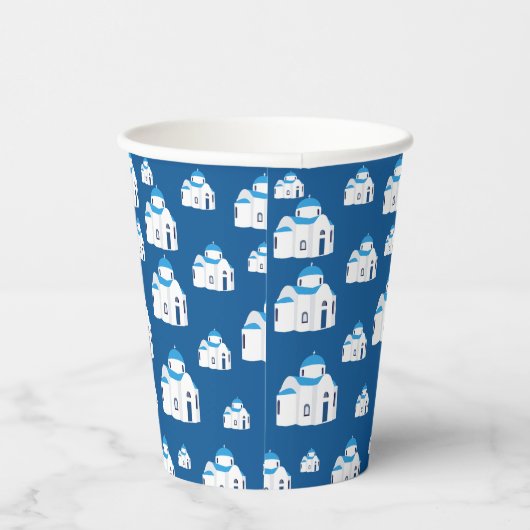 Grieks-eiland Santorini Blue Dome Church Papieren Bekers (Rechts)