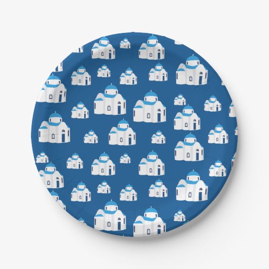 Grieks-eiland Santorini Blue Dome Church Papieren Bordje (Voorkant)