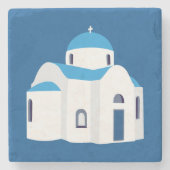 Grieks-eiland Santorini Blue Dome Church Stenen Onderzetter (Voorkant)