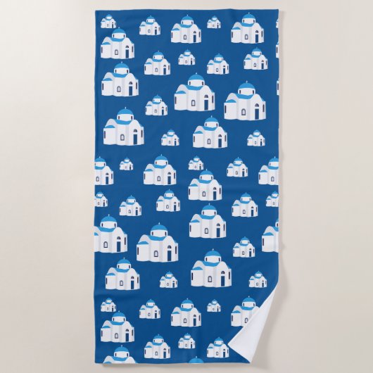 Grieks-eiland Santorini Blue Dome Church Strandlaken (Voorkant)