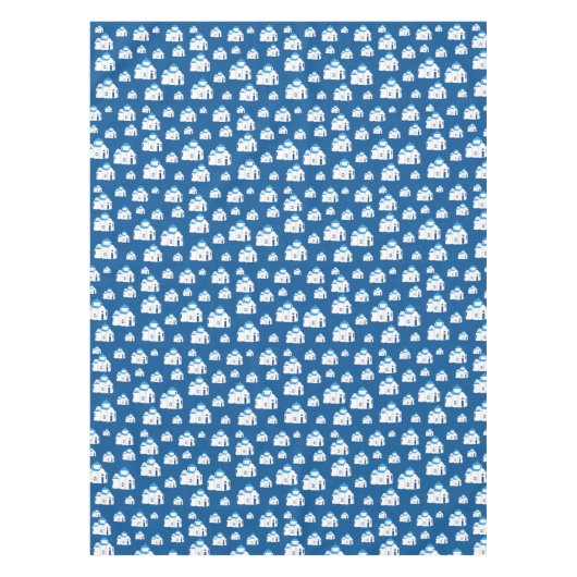 Grieks-eiland Santorini Blue Dome Church Tafelkleed (Voorkant)