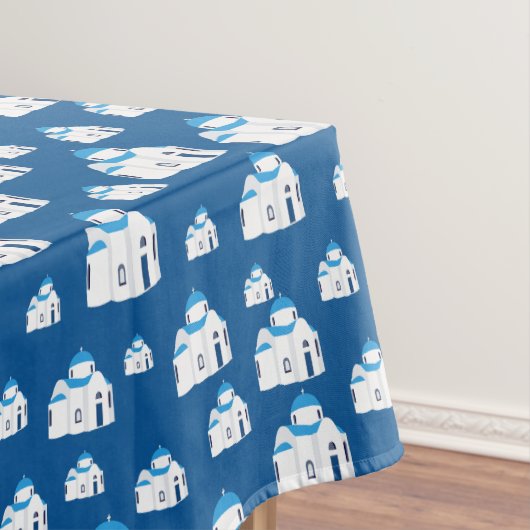 Grieks-eiland Santorini Blue Dome Church Tafelkleed (Voorbeeld)