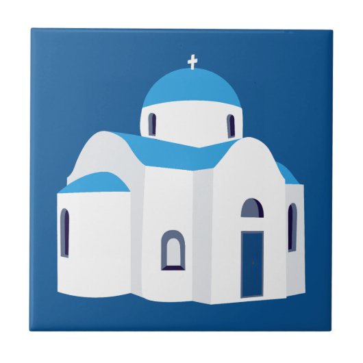 Grieks-eiland Santorini Blue Dome Church Tegeltje (Voorkant)