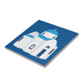 Grieks-eiland Santorini Blue Dome Church Tegeltje (Zijkant)