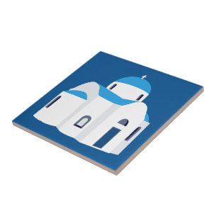 Grieks-eiland Santorini Blue Dome Church Tegeltje