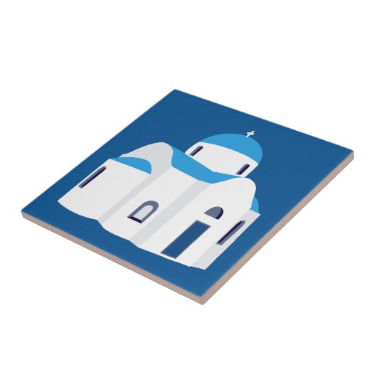 Grieks-eiland Santorini Blue Dome Church Tegeltje (Zijkant)