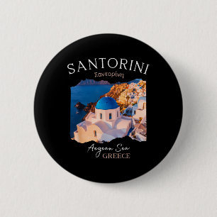 Grieks eiland Santorini Griekenland Oia Village Bl Ronde Button 5,7 Cm