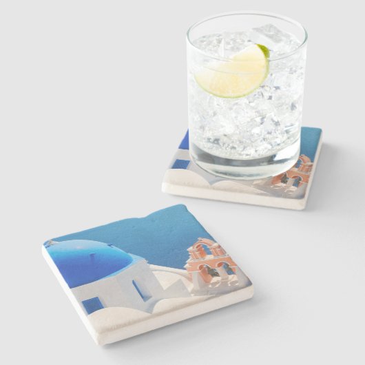 Grieks eiland Santorini Stenen Onderzetter (Zijkant)