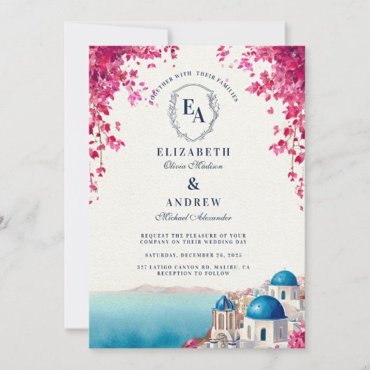 Grieks eiland zonsondergang Romance bruiloft Kaart (Voorkant)