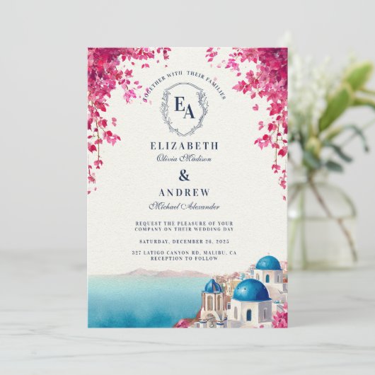 Grieks eiland zonsondergang Romance bruiloft Kaart (Staand voorkant)