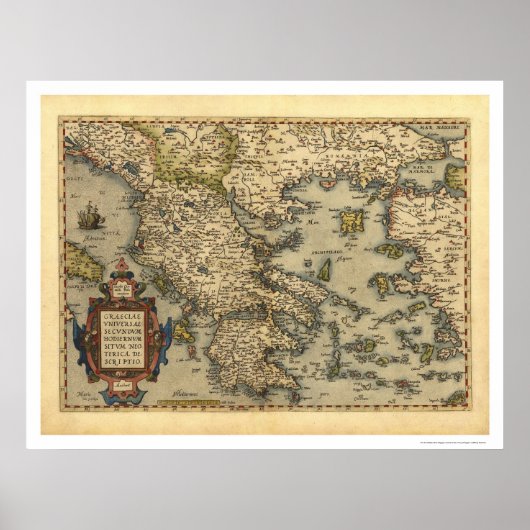 Grieks eilandenkaart Ortelius 1570 Poster (Voorkant)