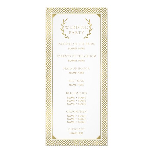 Grieks Elegance Trouwprogramma Reclamekaart (Achterkant)