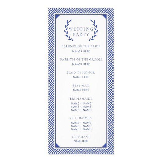 Grieks Elegance Trouwprogramma Reclamekaart (Achterkant)