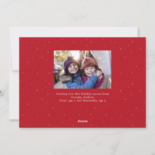 Grieks en Engels Vrolijk kerstfeest twee foto rood Feestdagenkaart (Achterkant)