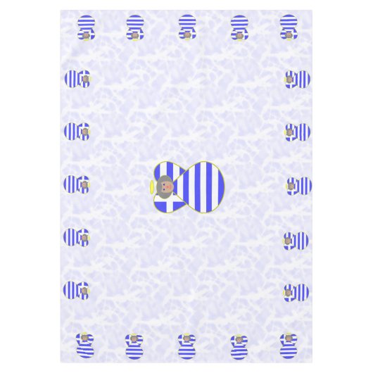 Grieks engel grijs haar geperst in vlaggetableclot tafelkleed (Voorkant)