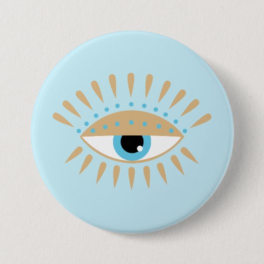 Grieks Evil Eye Blauw Ronde Button 7,6 Cm (Voorkant)