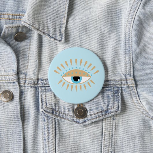 Grieks Evil Eye Blauw Ronde Button 7,6 Cm (In situ)
