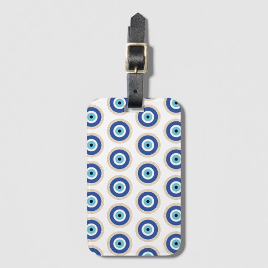 Grieks Evil Eye in Griekse Sleutel Bagagelabel (Voorkant (verticaal))