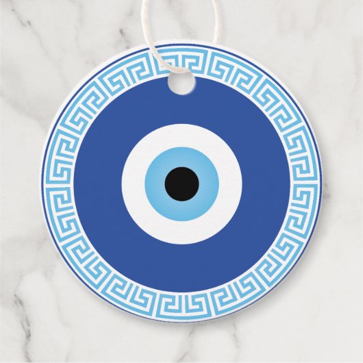 Grieks Evil Eye in Griekse Sleutel Bedankjes Labels (Voorkant)