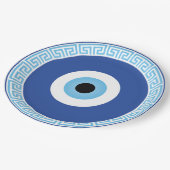 Grieks Evil Eye in Griekse Sleutel Papieren Bordje (Gekanteld)