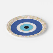 Grieks Evil Eye in Griekse Sleutel Papieren Bordje (Gekanteld)