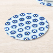 Grieks Evil Eye in Griekse Sleutel Ronde Kartonnen Onderzetter (Gebogen)