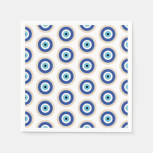 Grieks Evil Eye in Griekse Sleutel Servet (Voorkant)