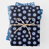 Grieks Evil Eye Patroon Verpakking Papier Bladen Inpakpapier Vel (In situ)